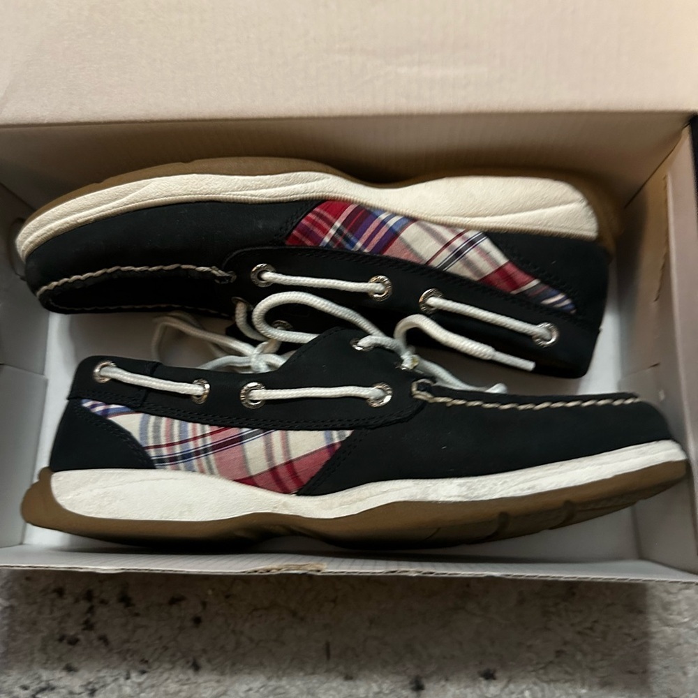 Sperry Top-Sider with Plaid Accents - Intrepid Navy / RWB Plaid Size 6 1/2 M - Picture 2 of 9
